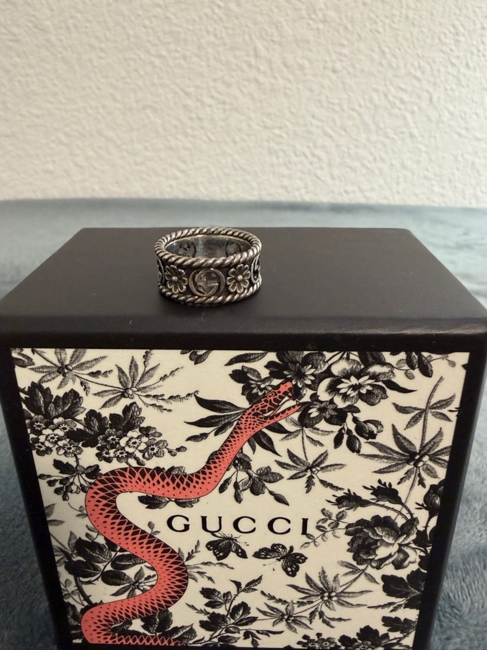 Brand New Gucci Interlocking G Flower Silver 925 Ring Size 8 (X-Small, US 4.5)